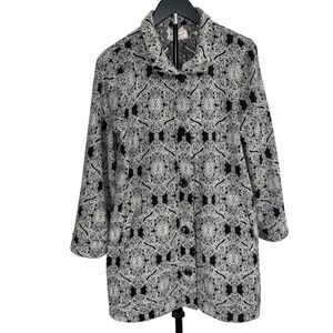 Original Penguin M Musingwear Jacket Black White Patterned Button Down Coat Sz M